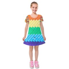 Mandalas-1084082 Textured-rainbow Kids  Short Sleeve Velvet Dress by jellybeansanddinosaurs