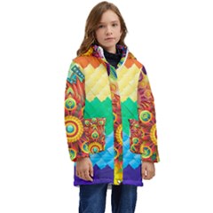 Mandalas-1084082 Textured-rainbow Kid s Hooded Longline Puffer Jacket