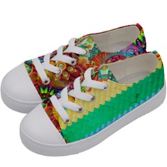 Mandalas-1084082 Textured-rainbow Kids  Low Top Canvas Sneakers by jellybeansanddinosaurs