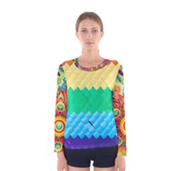 Mandalas-1084082 Textured-rainbow Women s Long Sleeve Tee