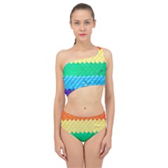 Mandalas-1084082 Textured-rainbow Spliced Up Two Piece Swimsuit by jellybeansanddinosaurs