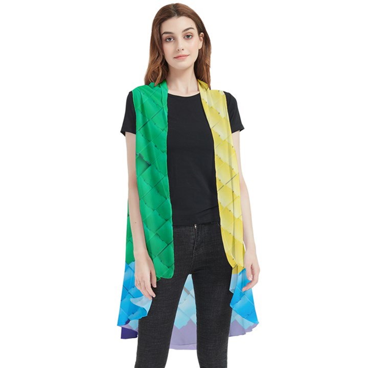 Mandalas-1084082 Textured-rainbow Sleeveless Chiffon Waistcoat Shirt