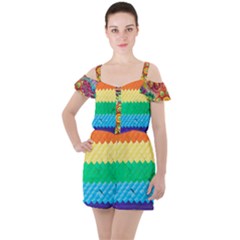 Mandalas-1084082 Textured-rainbow Ruffle Cut Out Chiffon Playsuit by jellybeansanddinosaurs