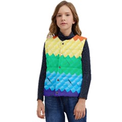 Mandalas-1084082 Textured-rainbow Kid s Short Button Up Puffer Vest	