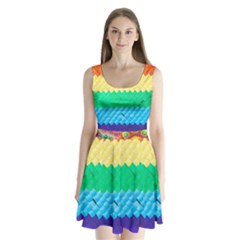 Mandalas-1084082 Textured-rainbow Split Back Mini Dress  by jellybeansanddinosaurs