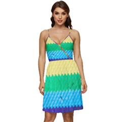 Mandalas-1084082 Textured-rainbow V-neck Pocket Summer Dress 