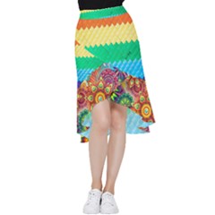 Mandalas-1084082 Textured-rainbow Frill Hi Low Chiffon Skirt by jellybeansanddinosaurs