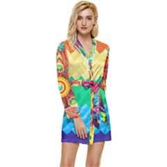 Mandalas-1084082 Textured-rainbow Long Sleeve Satin Robe