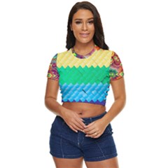 Mandalas-1084082 Textured-rainbow Side Button Cropped Tee by jellybeansanddinosaurs