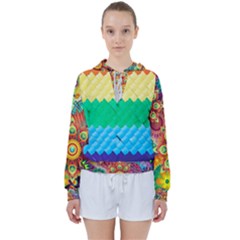 Mandalas-1084082 Textured-rainbow Women s Tie Up Sweat by jellybeansanddinosaurs