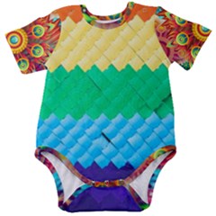 Mandalas-1084082 Textured-rainbow Baby Short Sleeve Onesie Bodysuit