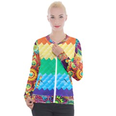 Mandalas-1084082 Textured-rainbow Casual Zip Up Jacket by jellybeansanddinosaurs