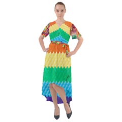 Mandalas-1084082 Textured-rainbow Front Wrap High Low Dress by jellybeansanddinosaurs