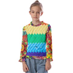 Mandalas-1084082 Textured-rainbow Kids  Frill Detail Tee