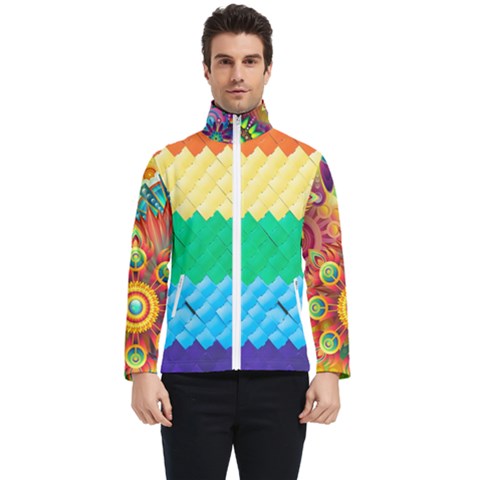 Mandalas-1084082 Textured-rainbow Men s Bomber Jacket by jellybeansanddinosaurs