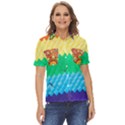 Mandalas-1084082 Textured-rainbow Women s Short Sleeve Double Pocket Shirt View1