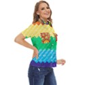 Mandalas-1084082 Textured-rainbow Women s Short Sleeve Double Pocket Shirt View2