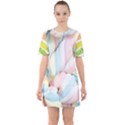 Rainbow-cake-layers Marshmallow-candy-texture Sixties Short Sleeve Mini Dress View1