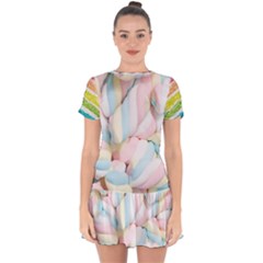 Rainbow-cake-layers Marshmallow-candy-texture Drop Hem Mini Chiffon Dress by jellybeansanddinosaurs