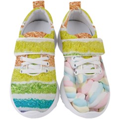 Rainbow-cake-layers Marshmallow-candy-texture Kids  Velcro Strap Shoes by jellybeansanddinosaurs