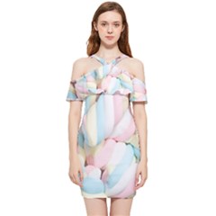 Rainbow-cake-layers Marshmallow-candy-texture Shoulder Frill Bodycon Summer Dress by jellybeansanddinosaurs