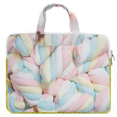 Rainbow-cake-layers Marshmallow-candy-texture Macbook Pro 16  Double Pocket Laptop Bag  by jellybeansanddinosaurs