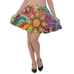 Mandalas-1084082 Velvet Skater Skirt by jellybeansanddinosaurs