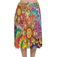 Mandalas-1084082 Velvet Flared Midi Skirt