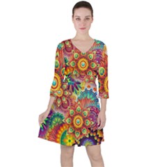 Mandalas-1084082 Quarter Sleeve Ruffle Waist Dress by jellybeansanddinosaurs