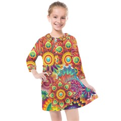 Mandalas-1084082 Kids  Quarter Sleeve Shirt Dress