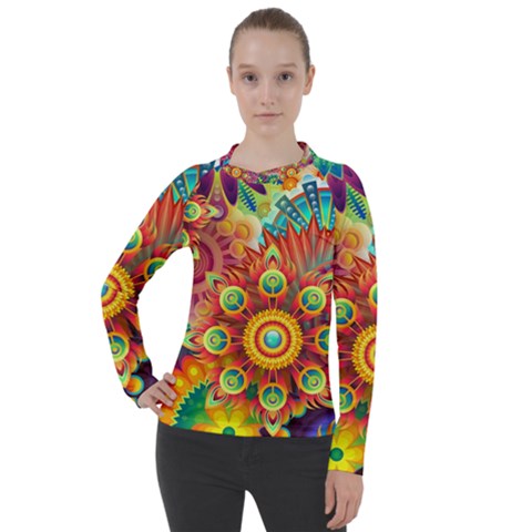 Mandalas-1084082 Women s Pique Long Sleeve Tee by jellybeansanddinosaurs