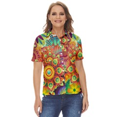 Mandalas-1084082 Women s Short Sleeve Double Pocket Shirt