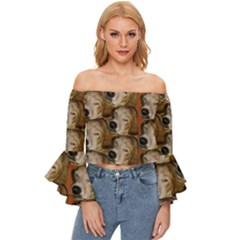 E380e471-c64d-409b-8d9d-1c190b9d4516 Off Shoulder Flutter Bell Sleeve Top