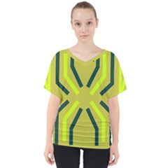 Abstract Pattern Geometric Backgrounds   V-neck Dolman Drape Top by Eskimos