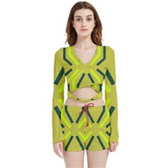 Abstract Pattern Geometric Backgrounds   Velvet Wrap Crop Top And Shorts Set by Eskimos