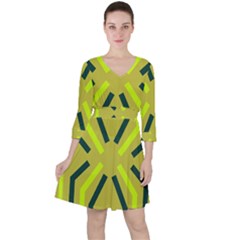 Abstract Pattern Geometric Backgrounds   Quarter Sleeve Ruffle Waist Dress by Eskimos