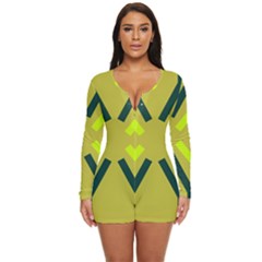 Abstract Pattern Geometric Backgrounds   Long Sleeve Boyleg Swimsuit