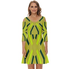 Abstract Pattern Geometric Backgrounds   Shoulder Cut Out Zip Up Dress by Eskimos