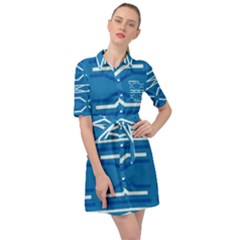 Abstract Pattern Geometric Backgrounds   Belted Shirt Dress by Eskimos