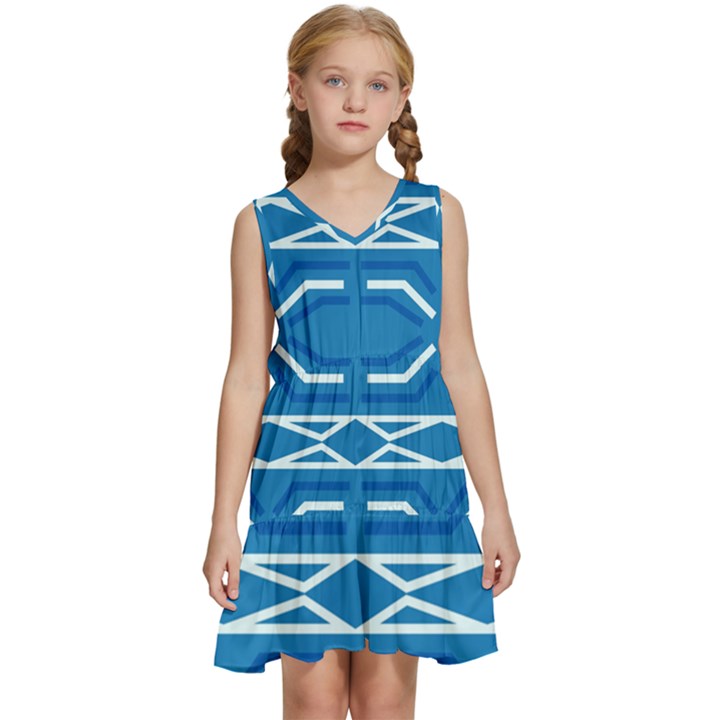 Abstract pattern geometric backgrounds   Kids  Sleeveless Tiered Mini Dress