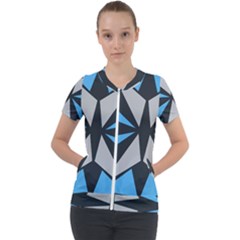 Abstract Pattern Geometric Backgrounds   Short Sleeve Zip Up Jacket by Eskimos