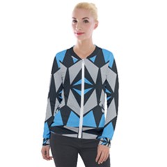 Abstract Pattern Geometric Backgrounds   Velvet Zip Up Jacket by Eskimos