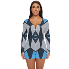 Abstract Pattern Geometric Backgrounds   Long Sleeve Boyleg Swimsuit