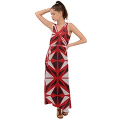 Abstract Pattern Geometric Backgrounds   V-neck Chiffon Maxi Dress by Eskimos