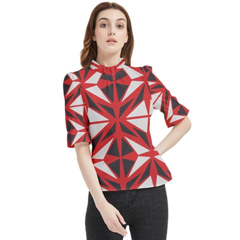 Abstract Pattern Geometric Backgrounds   Frill Neck Blouse by Eskimos