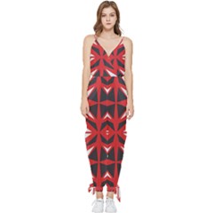 Abstract Pattern Geometric Backgrounds   Sleeveless Tie Ankle Chiffon Jumpsuit by Eskimos