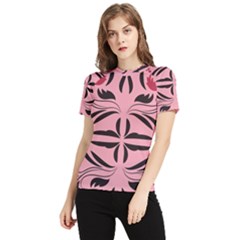 Floral Folk Damask Pattern  Women s Short Sleeve Rash Guard by Eskimos