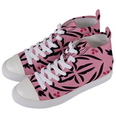 Floral Folk Damask Pattern  Women s Mid-top Canvas Sneakers by Eskimos