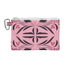 Floral Folk Damask Pattern  Canvas Cosmetic Bag (medium) by Eskimos