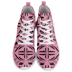 Floral Folk Damask Pattern  Men s Lightweight High Top Sneakers by Eskimos